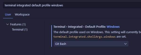 terminal integrated default profile windows